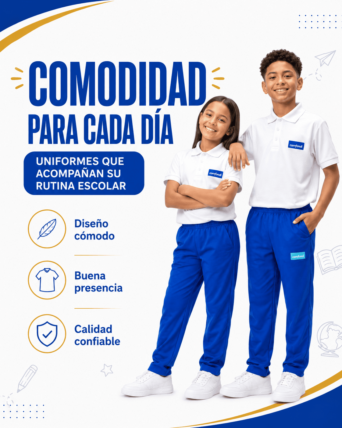 Estudiantes con uniforme Comfandi